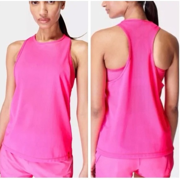 Sweaty Betty London Mesh Training Tank Women's Small Neon Pink Athleisure Yoga - Picture 1 of 8